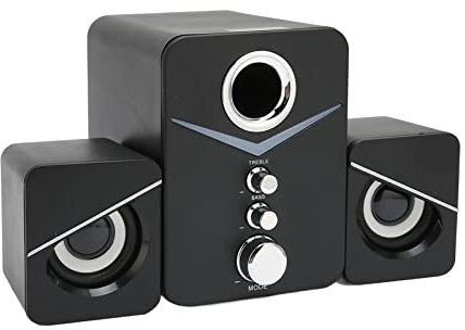 ASHATA Altoparlanti per Computer, di Altoparlanti Multimediali, Bassi Profondi, Altoparlante Bluetooth da Tavolo a 2.1 Canali con Luce Ambientale Blu, per Sala Computer,