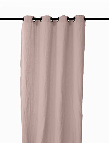 Vent du Sud Rideau 8 Oeillets Lin Lavé - Sonate Déco - 140 X 280 Cm - Rose