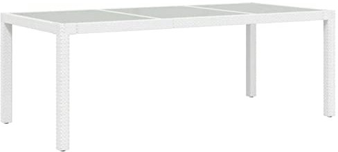 MOONAIRY Gartentisch, Klapptisch Garten, Balkontisch, Garten Tisch, Balkonmöbel, Tisch Klappbar, Weiß 190x90x75 cm Hartglas und Poly Rattan
