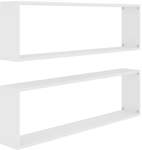 vidaXL Wall Cube Shelf 2 pcs White 100x15x30 cm Engineered Wood