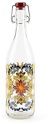 Excelsa Trinacria Bottiglia Acqua, 1 Litro, Vetro, con Guarnizione