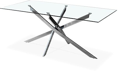 INTENSE DECO Table rectangulaire en Verre et Pied chromé Alix