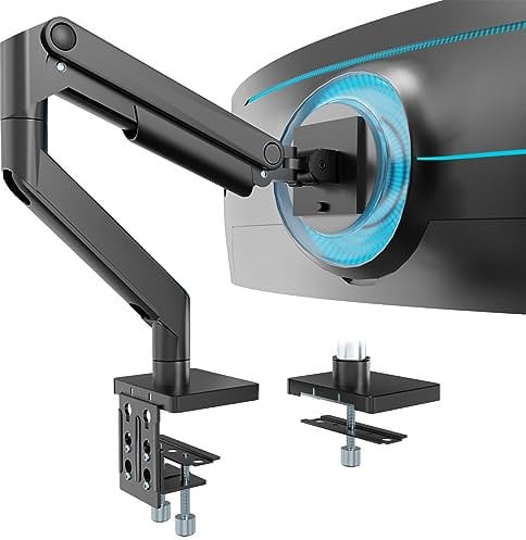 WORLDLIFT Single Monitor Arm Desk Mount for 17-49 inch Flat & Curved Screens, Heavy-Duty Aluminum Mechanical Spring Monitor Mount up to 20KG, VESA up to 100x100 75x75 Black