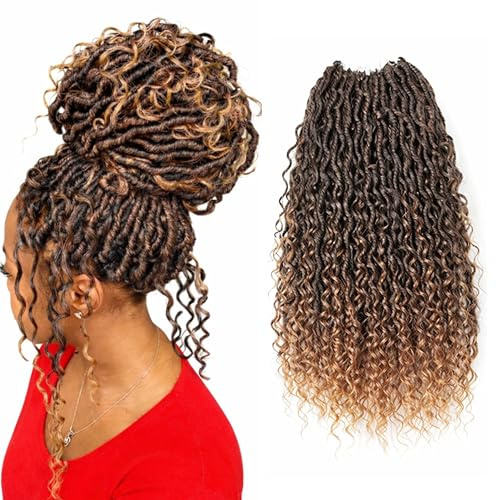 Faux Locs Curly Boho Braid Hair - extensions de cheveux pour tresses au crochet a l' aspect naturel Kanekalon Premium 120 meches 400g répartis en 5 pieces + 3 accessoires offerts (T27, 35cm 14)