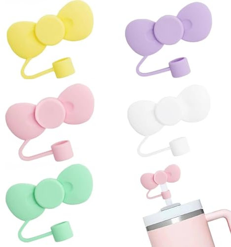 runrayay Paquete de 5 Pajitas con Tapa para Vaso Stanley 40 OZ Adventure para Taza Stanley Accesorios, Tapa de Pajitas de 0.4 Pulgadas/10 mm para Vaso Stanley 30 OZ con Asa, Lazo de Color