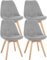 CLP 4er Set Esszimmerstuhl Linares Kunststoff I Stoff I Samt I Cord I Lederoptik I Lehnstuhl Mit Holzgestell, Farbe:hellgrau, Material:Cord