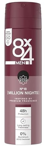 6er Pack - 8x4 Deospray Men N° 18 (Million Nights) - ohne Aluminium - 6x 150ml