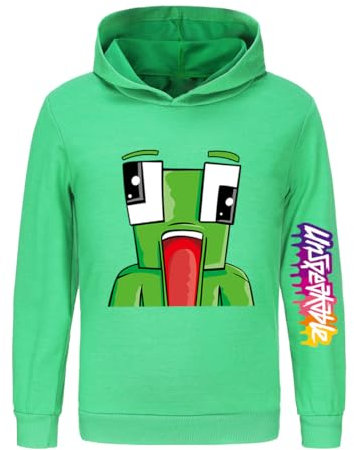 Jicahond Youtube Gamer Kids Gift Hoodies Children Casual Hooded Sweatshirt Top for Boys Girls Ages 3-13 Years (Green,7-8Y,7 Years,8 Years)
