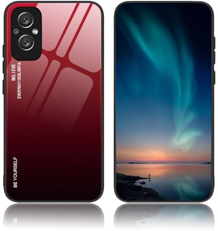 BORYA Funda para Realme C67 4G, Ultradelgado Antigolpes Suave Silicona TPU Bumper Carcasa, Vidrio Templado Estuche, Elegante Gradiente Caso, Rojo Gradiente