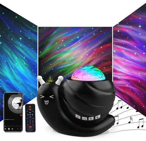 Mycket Star Projector Night Light, 4 in 1 Aurora Galaxy Projector Lights, Snail Kids Night Lights for Bedroom with Remote/Music Bluetooth Speaker/Colors Changing/Timer Fuction for Kids Adults Gifts