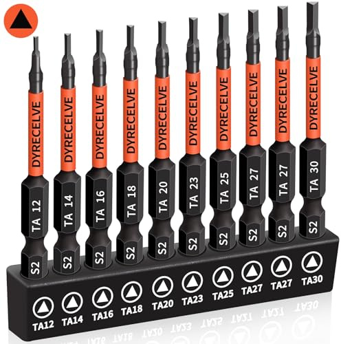 10er-Pack Dreieck-Schraubendreher-Set – Premium S2-Stahl-Dreieck-Bit-Set (6,5 cm langer Magnetkopf) 1/4 Sechskantschaft, Größen: TA12, TA14, TA16, TA18, TA20, TA23, TA25, TA27 (x2), TA30
