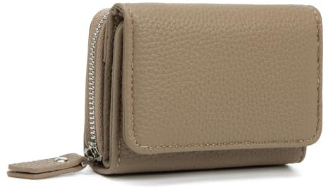 CHAOFANXI Porte Monnaie Femme, Portefeuille pour Femme, Porte Monnaie Court de Cuir avec, Porte Carte Femme en Trifold Grande Capacité et Cadeau pour Une Fille,Abricots