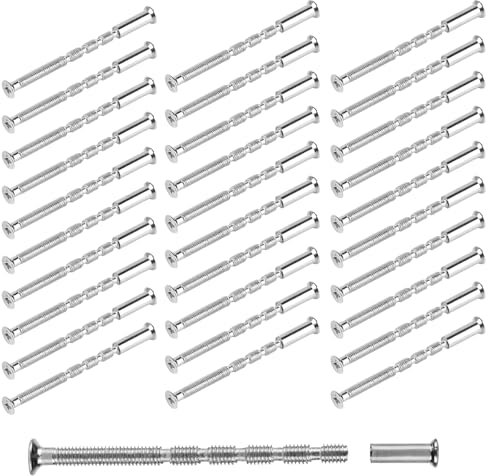 Paquete de 30 Tornillos de Conexión con Manguito m4x60mm, Tornillos de Manetas Puerta, Tornillos de Conexión de Manijas de Puerta para Tirador de Puerta Conectores de Muebles