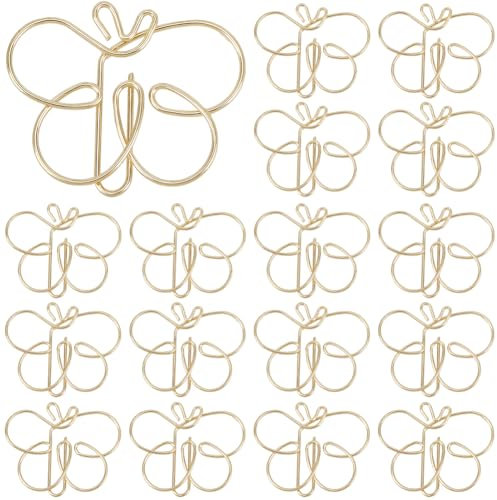 CRASPIRE 30 Stück Schmetterlings-Büroklammern Goldene Binder-Büroklammern Klemmen Lesezeichen-Clips Planer Memo-Spender Für Bürobedarf Schule Zuhause Aktennotizen Seitensortierung Organisation
