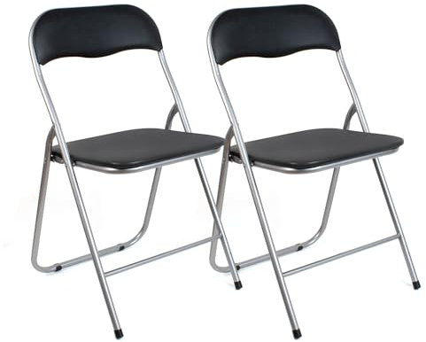 THE SECRET HOME - Pack de 1, 2, 4 y 6 Sillas Plegables Acolchadas - Asiento Auxiliar para el Hogar - Ideal para Cocina, Comedor, Salón, Dormitorio - 44 x 46 x 79 cm (2, Negro)