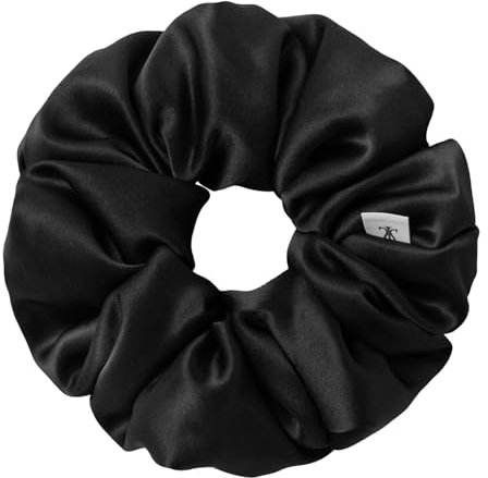 LILYSILK Damen 100% Maulbeerseide Jumbo Haargummi Frauen reine Seide gefüllter Riesen-Pferdeschwanzhalter überdimensioniertes elastisches Haarband große XL Haarschleife von Haarbruch,Schwarz