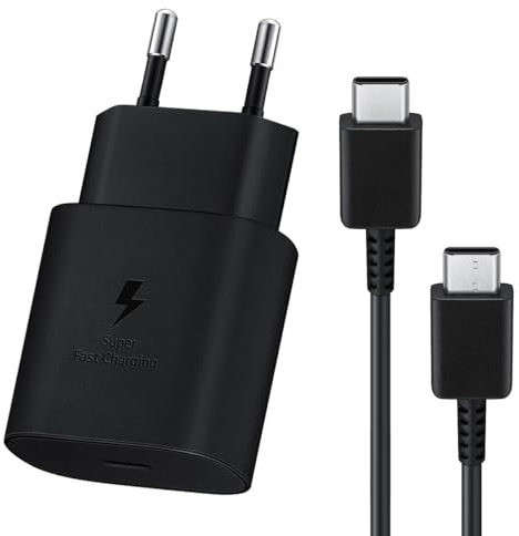 Cargador Carga Rapida Samsung, 25W USB C Cargador Rapido con 2M USBC Cable Compatible con Samsung Galaxy S24/S23/S22/S21 Ultra/Plus/S20/S20+/Note 20/10/9/8/A73/A55/A54/A53, Tipo C Cargado Cabezal