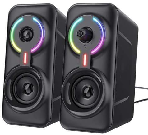 ZHCHAO Computer Speakers for Desktop Bluetooth/3.5mm RGB Stereo Monitor for PC Laptop Desk External Studio Projector