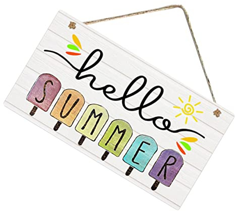 ULDIGI Wooden Summer Beach Door Sign Outdoor Hanging Pendant Home Decorative Wooden Wall Plaque for Coastal Cottage Summer Welcome