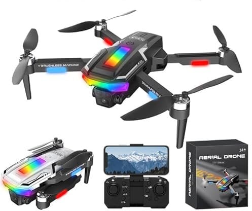 Dron con 2 Cámara 4K HD, GuKKK RC Quadcopter Drone Plegable para Principiantes, 90°Eléctrica ajustable FPV Dron con 2 Baterías y Bolsa Portátil, Juguetes para Niños y Niñas Regalos Navidad
