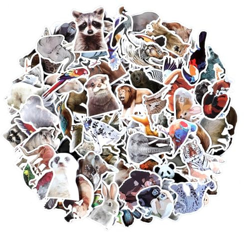Yuanchu 200 Pcs Cute Animal Stickers, Waterproof Vinyl Stickers Kawaii DIY Decorative Animal Sticker Animal Decal for Laptop Phone Luggage Water Bottle Skateboard