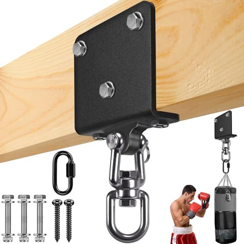 Dolibest Boxsack Aufhängung Sandsack Deckenhaken Balkenbefestigung | 5.5cm Balken,Drehbar,Speedbag MMA Kick Muay Thai-Sack Schaukel Hängematte Hängesessel Aerial Yoga Turnringe,154kg