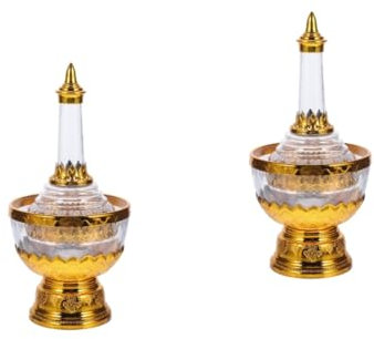 Amosfun 2 Sätze Tropfflasche Mit Wasserversorgungsbecher Verschleißfester Heiliger Kelch Becher Anbieten Weihwasser Sprinkler Altarbecher Buddhistischer Altar Golddekor Schrein Plastik
