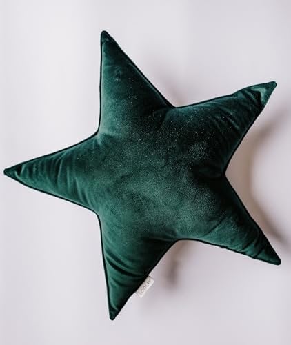 LOOLAY Premium Handmade XXL Samt STERKISSEN Hausdeko Dekokissen Kinderzimmer Weihnachtsstern Sternform Deko Weihnachtsdekoration Geschenk (Grün)