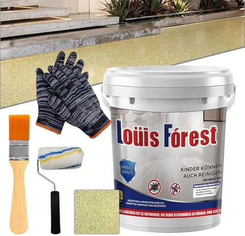 Vgpbphj Louis Forest Epoxy Floor Paint, High-Gloss Marble Effect Epoxy Floor Coating, Waterproof and Non-slip, Strong and Wear-Resistant, Safe and Environmentally Friendly (Yellow)