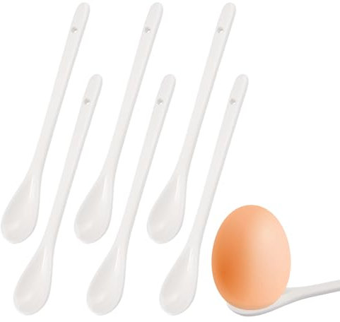 10 Piezas Cuchara Larga Porcelana Blanca,16 cm Cuchara para Servir Pequeña, Cuchara para Huevos, Té, Muesli, Yogur, Helado,Mermelada,Café ,Adecuada para Restaurantes, Tiendas de Postres y Cafés