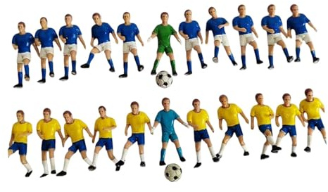 22 Stücke Miniaturfußballspieler, Miniatur Fußball Figuren, 4 cm Höhe, Diorama-Charakter-Figuren für Miniatur-Szene, Miniature Football Player Figures mit 2 Fußbällen