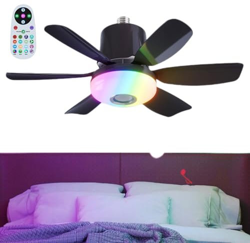 Dreuhuing Modern Ceiling Fan with Light,Flush Mount Bedroom Ceiling Fan - Music Speaker, 3 Speeds Dimmable Timing Function Ventilador for Bedroom, Living Room