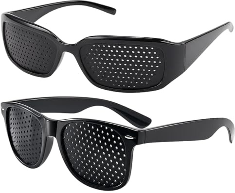 QhgPnt 2Pcs Pinhole Glasses, Distance Glasses, Vision Correction Glasses, for Eye Muscle Exercise, Screen Break Relaxation, Myopia and Hyperopia Support, Quick Eye Refreshment for Adults and Kids