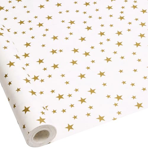 Vitt omslagspapper rulle 43 cm x 15 m återvinningsbart kraftpapper för födelsedag stjärntryck till jul födelsedag bröllop gåvor