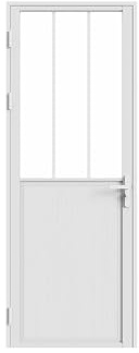 Vente-unique-Bloque de puerta reversible de aluminio y vidrio templado estilo taller - Alt. 204 x An. 83 cm - Blanco - ERMELO