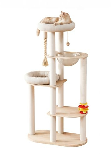 Torre de árbol para gatos de interior, estructura de escalada resistente, casa de juego de actividades para gatos activos