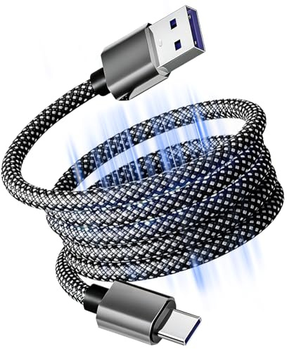 Magnetic USB C Charging Cable, 100W Retractable Coiled USB A to USB C Cord | Fast Charging USB A to USB C Trangle-Free Lead for iPhone 17 16 15 Samsung Galaxy S25 S24 Ultra Pixel iPad Air Pro, 1M/3.3FT