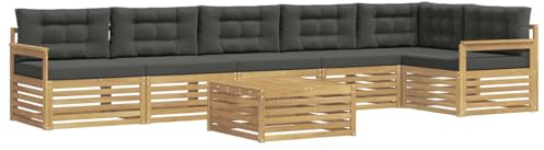 vidaXL Outdoor-Sofagarnitur mit Kissen 7 pcs Weiß und Anthrazit, Lounge-Sofa für die Terrasse, modernes, wetterfestes Gartenmöbel-Set für Bequeme Sitzgelegenheiten