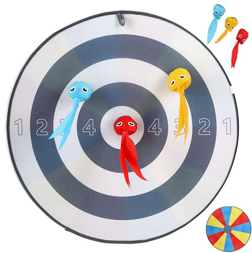 Wurfspiel Klettball Set | Ø50cm Polyester Kunststoff | Zielscheibe DREI Bälle | Softdart Haftbälle Zielwerfen | Geschicklichkeitsspiel Outdoor