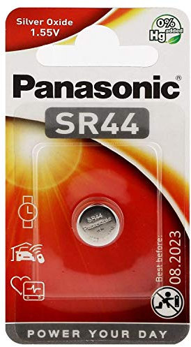 Panasonic SR44 Silberoxid Knopfzelle für Uhren, Taschenrechner, elektronische Schlüssel, medizinische und andere Kleingeräte mit hohem Energiebedarf, Typ SR44, 1.55V, 1 Stück
