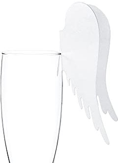 PartyDeco CF - 10 Tarjetas de Mesa (Papel, diseño de alas de ángel), Color Blanco