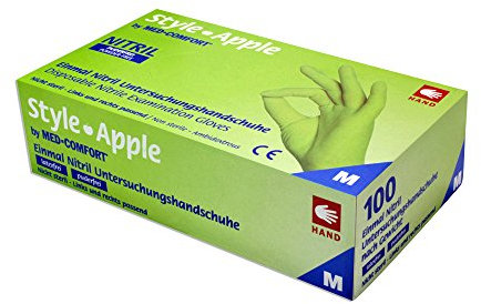 Style Apple by MED-COMFORT Apfelgrüne Nitrilhandschuhe puderfrei 100 Stück Größe Wählbar (L)