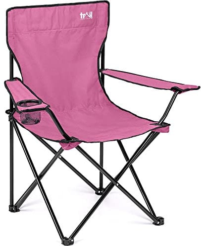 Trail Pink Camping Chair Lightweight Folding Cup Holder Carry Bag 100kg Capacity