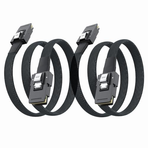 10Gtek Cable Interno Mini SAS SFF-8087 a SFF-8087 0.75-Metro, SFF-8087 to SFF-8087 Mini SAS Cable, Delgado, Flexible(2pcs)