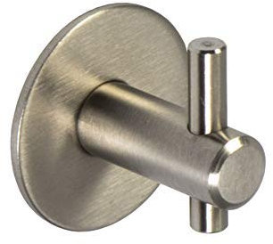 Gedotec Moderner Garderobenhaken Edelstahl matt gebürstet - Lora | 1 Stück Garderobenleiste mit Befestigungsmaterial | Tiefe: 26mm | Garderobenknopf Wandmontage | Huthaken zum Schrauben | Hakenleiste