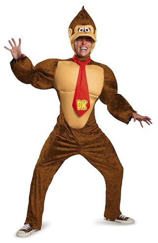 Super Mario Bros DIS98821D Nintendo Donkey Kong Disguise Offizielles Super Mario Erwachsene Deluxe Kostüm Faschingskostüme Männer Karneval Geburstag Costume, Herren, Cartoon, X-Groß