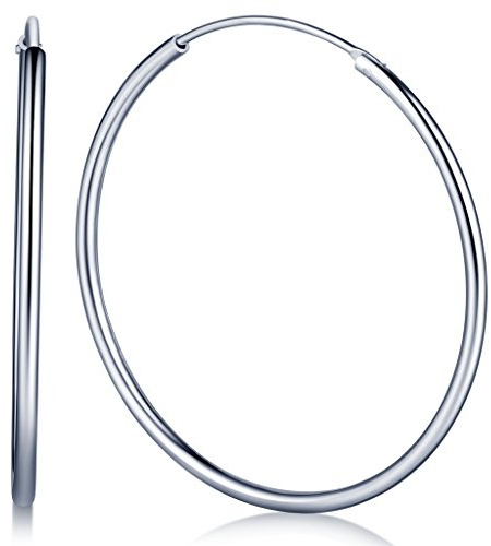 Unendlich U Fashion Damen Ohrringe Creolen 925 Silber Ohrhänger Durchmesser 40mm Poliert Rund Sleeper Ohrschmuck für Frauen