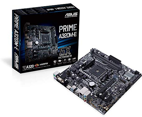 ASUS Prime A320M-E Mainboard Sockel AM4 (uATX, AMD, 4x DDR4-Speicher mit 3200MHz, M.2, USB 3.1 Gen2), schwarz