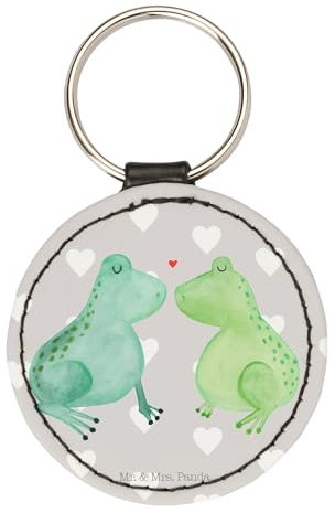 Mr. & Mrs. Panda Schlüsselanhänger Frosch Liebe - Geschenk, Taschenanhänger, schlüsselbund anhänger, Freundin, Paar, Hocheitstag, Hochzeitstag, mini, Schlüsselaccessoire, Kuss