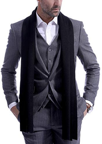 VEXTROFORT Men's Cashmere Scarf - Fashion Scarves for Men, Winter Knitted Long 70.8IN x 11.8IN, Black